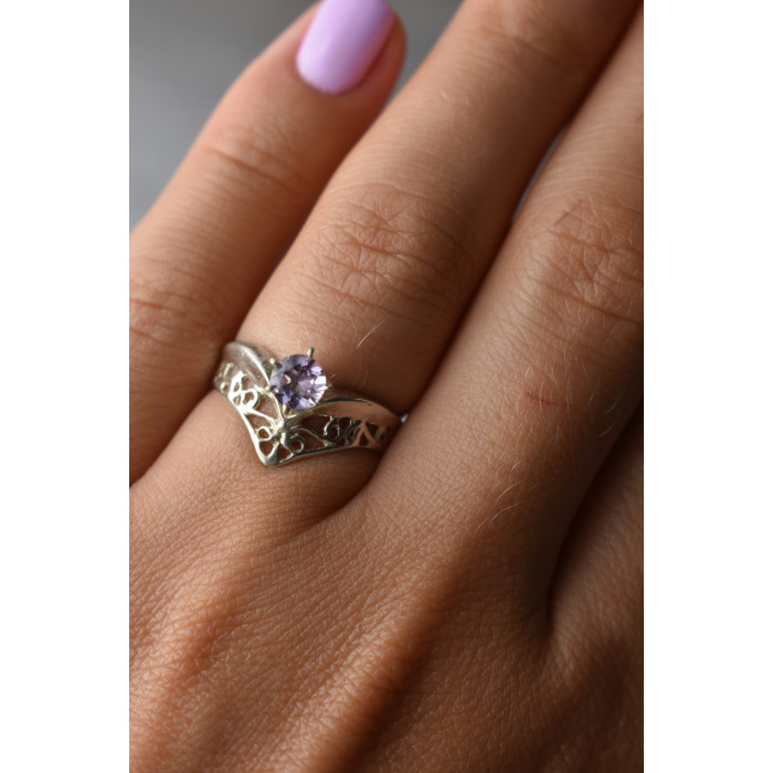 Sky Jewelry Ажурное Серебряное кольцо с аметистом