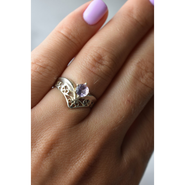 Sky Jewelry Ажурное Серебряное кольцо с аметистом