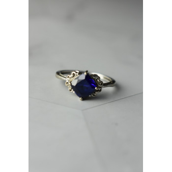 Sky Jewelry Серебряное кольцо 925 проба с Сапфиром  *Ажур*