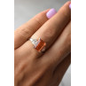 Sky Jewelry Серебряное кольцо 925 проба с оранжевым камнем Гессонит  и бесцветным кварцем