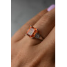Sky Jewelry Серебряное кольцо 925 проба с оранжевым камнем Гессонит  и бесцветным кварцем