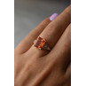 Sky Jewelry Серебряное кольцо 925 проба с оранжевым камнем Гессонит  и бесцветным кварцем