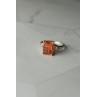 Sky Jewelry Серебряное кольцо 925 проба с оранжевым камнем Гессонит  и бесцветным кварцем