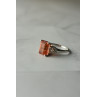 Sky Jewelry Серебряное кольцо 925 проба с оранжевым камнем Гессонит  и бесцветным кварцем