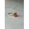 Sky Jewelry Серебряное кольцо 925 проба с оранжевым камнем Гессонит  и бесцветным кварцем