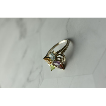 Sky Jewelry Серебряное кольцо с натуральными камнями *Цветок*