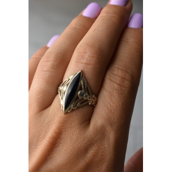 Sky Jewelry Винтажное Серебряное кольцо с  Черным Агатом