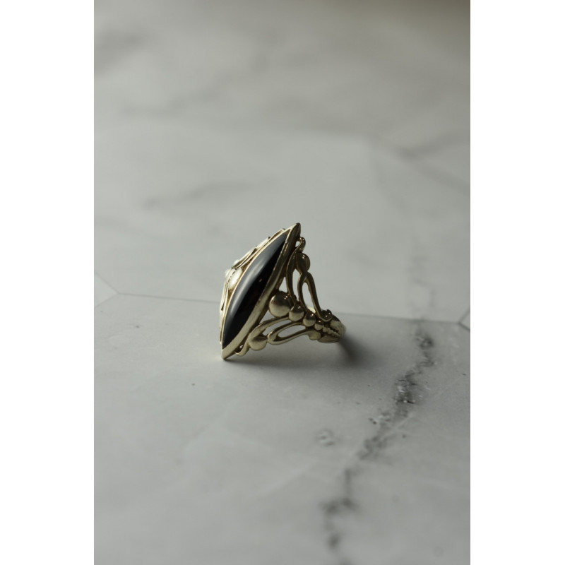 Sky Jewelry Винтажное Серебряное кольцо с  Черным Агатом