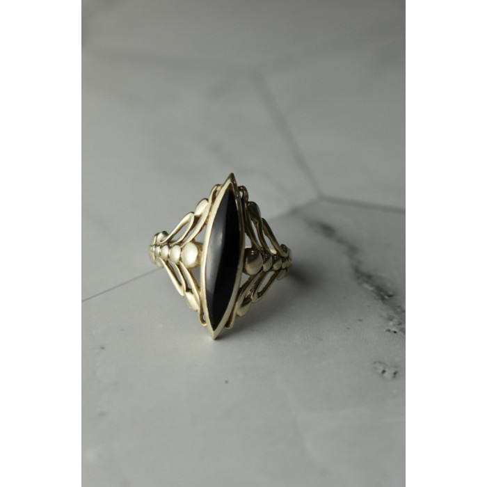 Sky Jewelry Винтажное Серебряное кольцо с  Черным Агатом