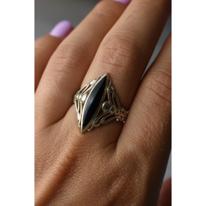 Sky Jewelry Винтажное Серебряное кольцо с  Черным Агатом