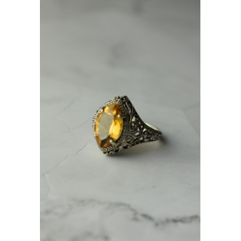 Sky Jewelry Ажурное Серебряное кольцо с камнем Гессонит