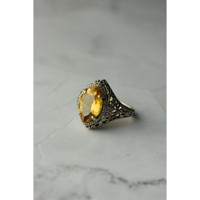 Sky Jewelry Ажурное Серебряное кольцо с камнем Гессонит