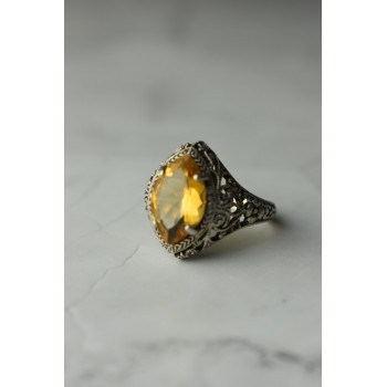 Sky Jewelry Ажурное Серебряное кольцо с камнем Гессонит