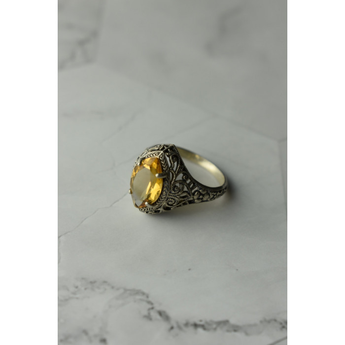 Sky Jewelry Ажурное Серебряное кольцо с камнем Гессонит