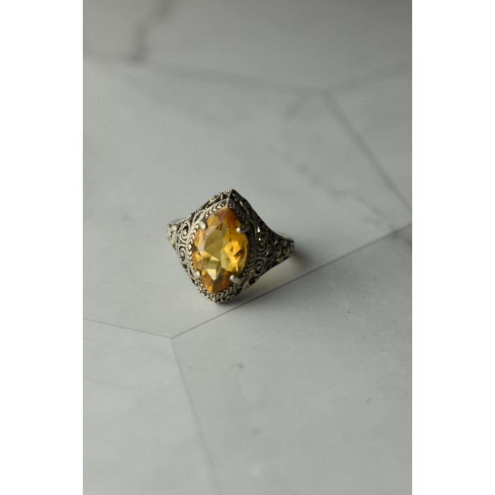 Sky Jewelry Ажурное Серебряное кольцо с камнем Гессонит