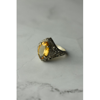 Sky Jewelry Ажурное Серебряное кольцо с камнем Гессонит