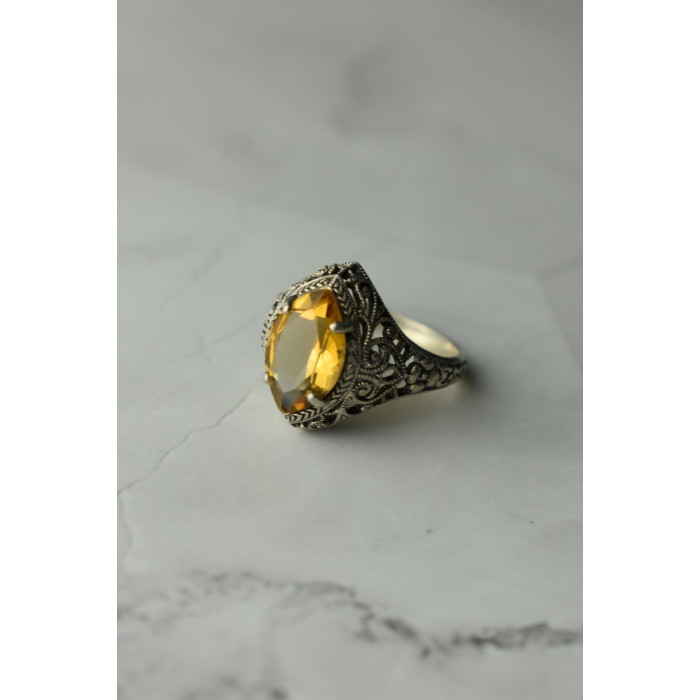 Sky Jewelry Ажурное Серебряное кольцо с камнем Гессонит