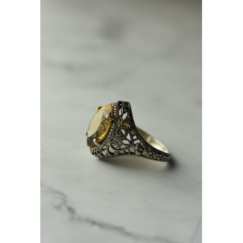 Sky Jewelry Ажурное Серебряное кольцо с камнем Гессонит