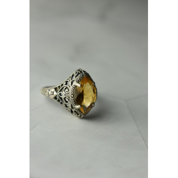 Sky Jewelry Ажурное Серебряное кольцо с камнем Гессонит