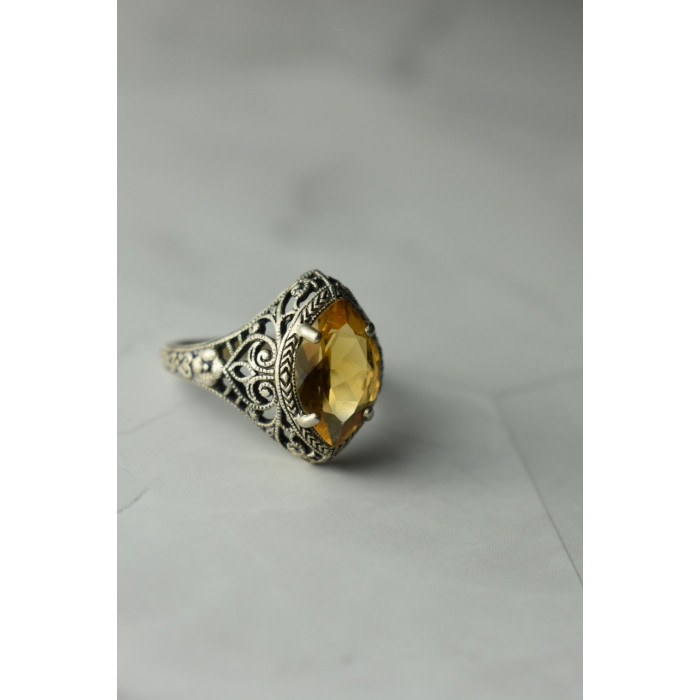 Sky Jewelry Ажурное Серебряное кольцо с камнем Гессонит