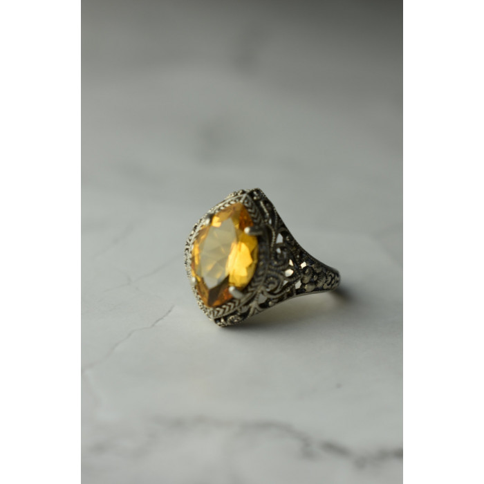 Sky Jewelry Ажурное Серебряное кольцо с камнем Гессонит