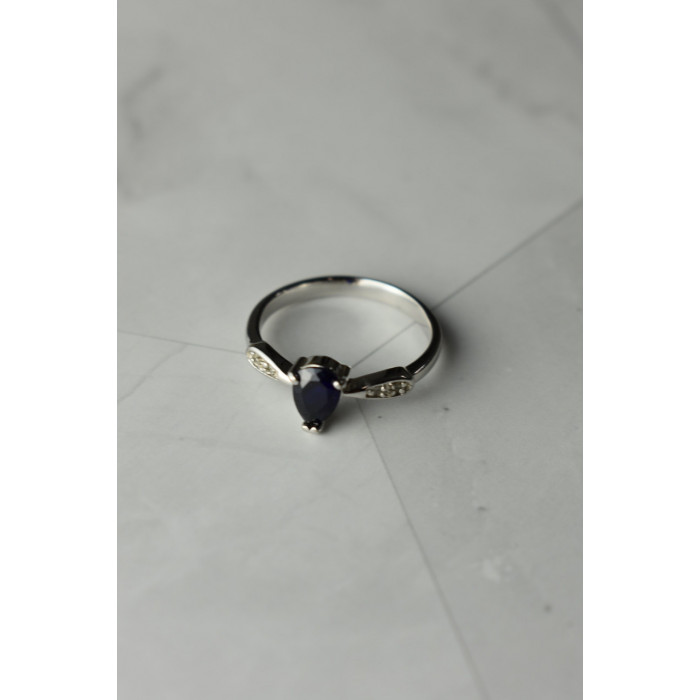 Sky Jewelry Серебряное кольцо 925 проба с Сапфиром и бесцветным Топазом