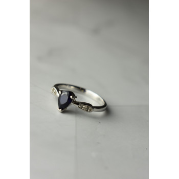 Sky Jewelry Серебряное кольцо 925 проба с Сапфиром и бесцветным Топазом