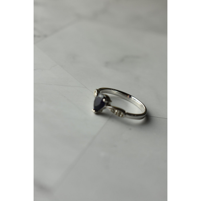 Sky Jewelry Серебряное кольцо 925 проба с Сапфиром и бесцветным Топазом