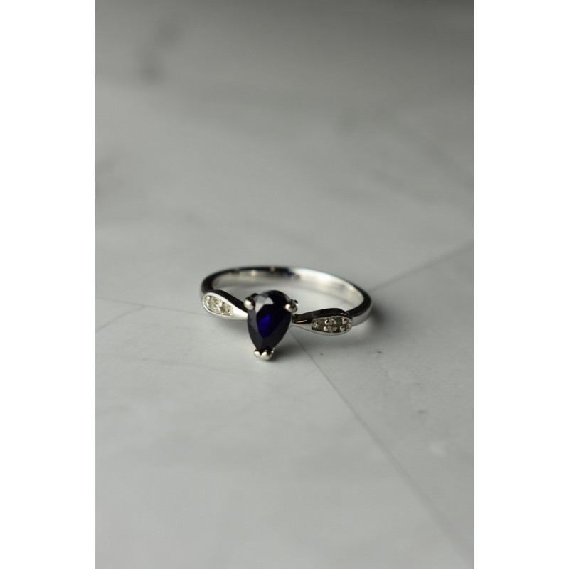 Sky Jewelry Серебряное кольцо 925 проба с Сапфиром и бесцветным Топазом