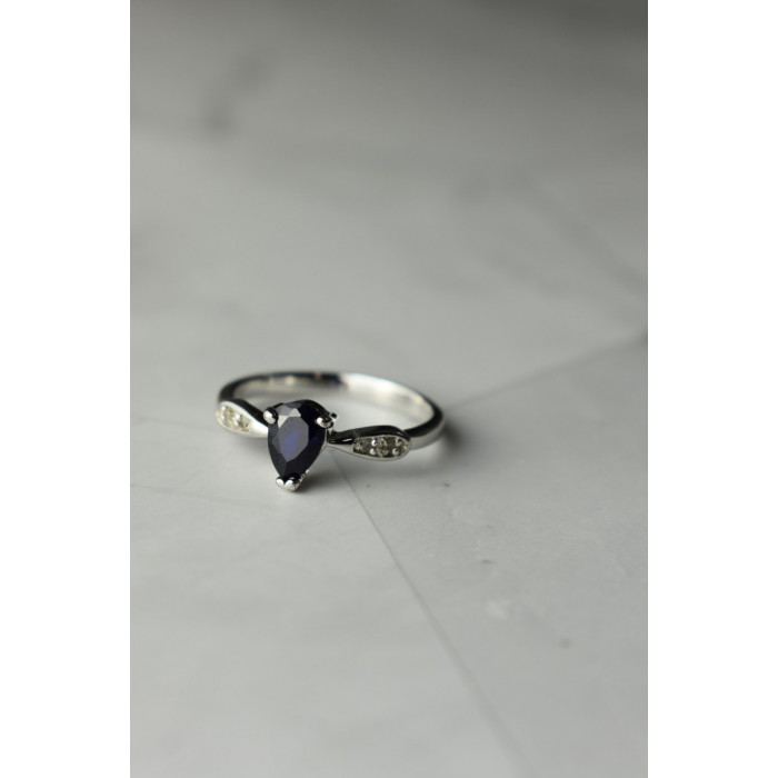 Sky Jewelry Серебряное кольцо 925 проба с Сапфиром и бесцветным Топазом