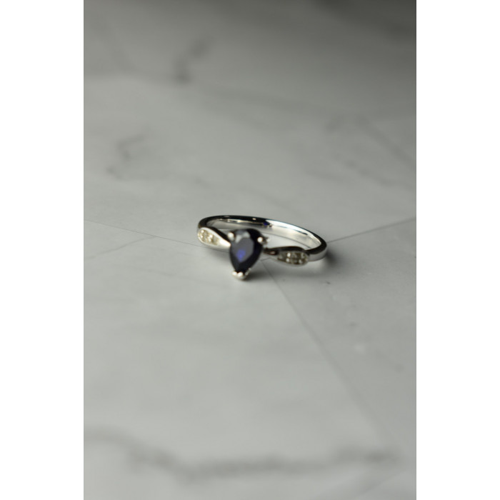 Sky Jewelry Серебряное кольцо 925 проба с Сапфиром и бесцветным Топазом