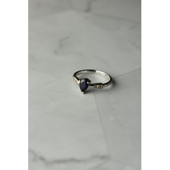 Sky Jewelry Серебряное кольцо 925 проба с Сапфиром и бесцветным Топазом