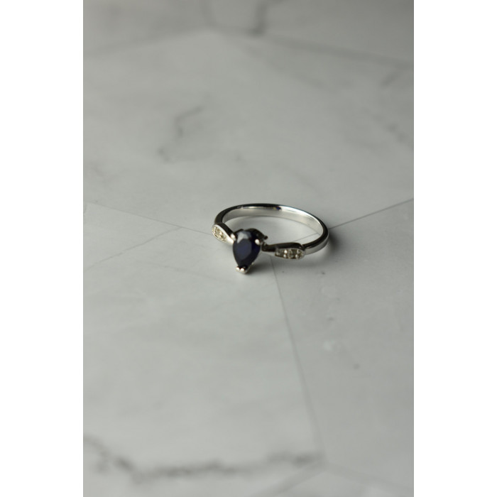 Sky Jewelry Серебряное кольцо 925 проба с Сапфиром и бесцветным Топазом