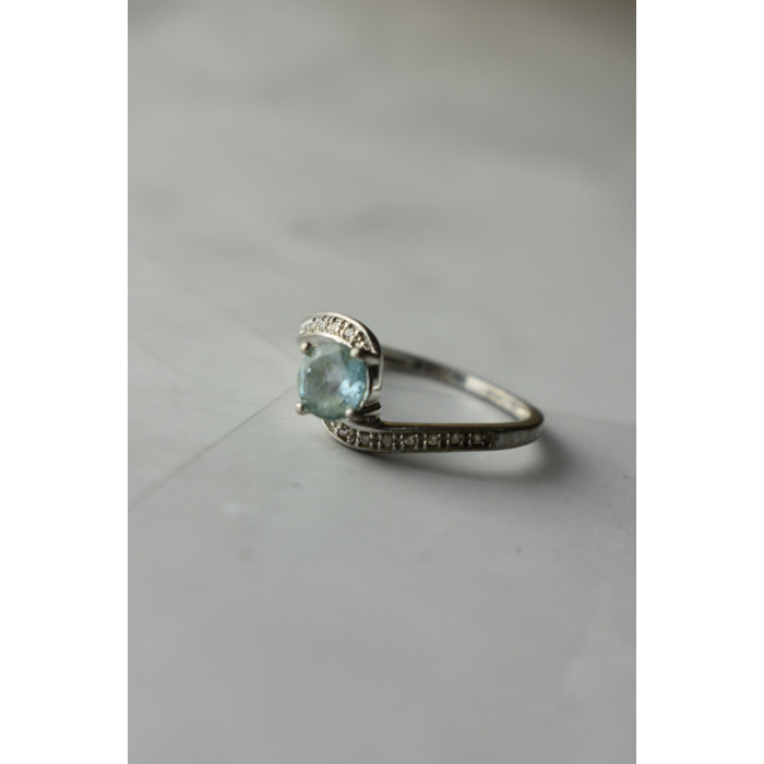 Sky Jewelry Серебряное кольцо 925 пробы с голубой  Шпинелью и фианитами