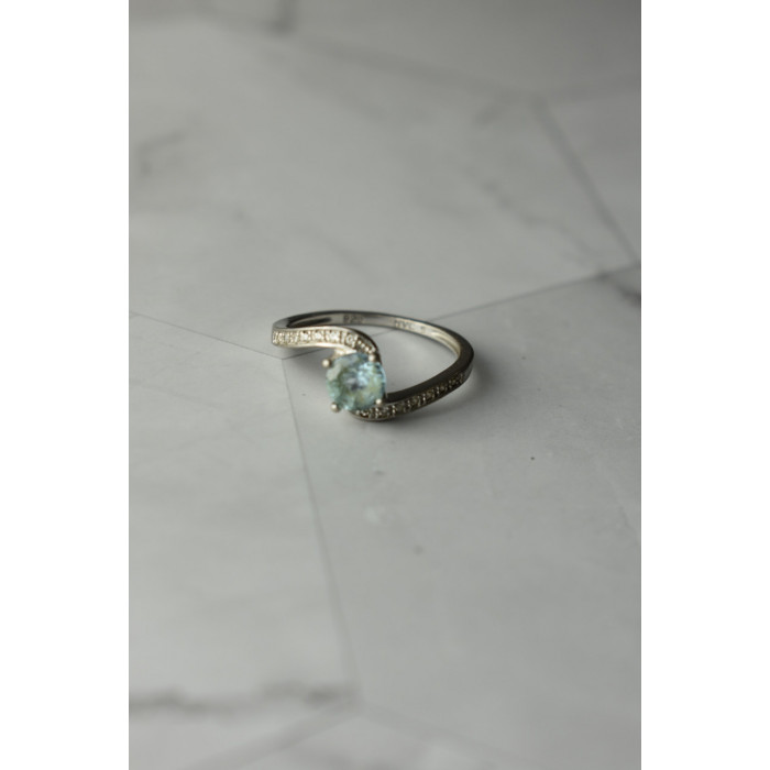 Sky Jewelry Серебряное кольцо 925 пробы с голубой  Шпинелью и фианитами