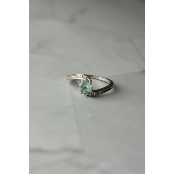 Sky Jewelry Серебряное кольцо 925 пробы с голубой  Шпинелью и фианитами