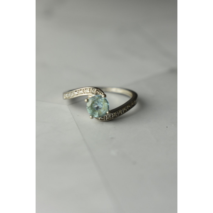 Sky Jewelry Серебряное кольцо 925 пробы с голубой  Шпинелью и фианитами