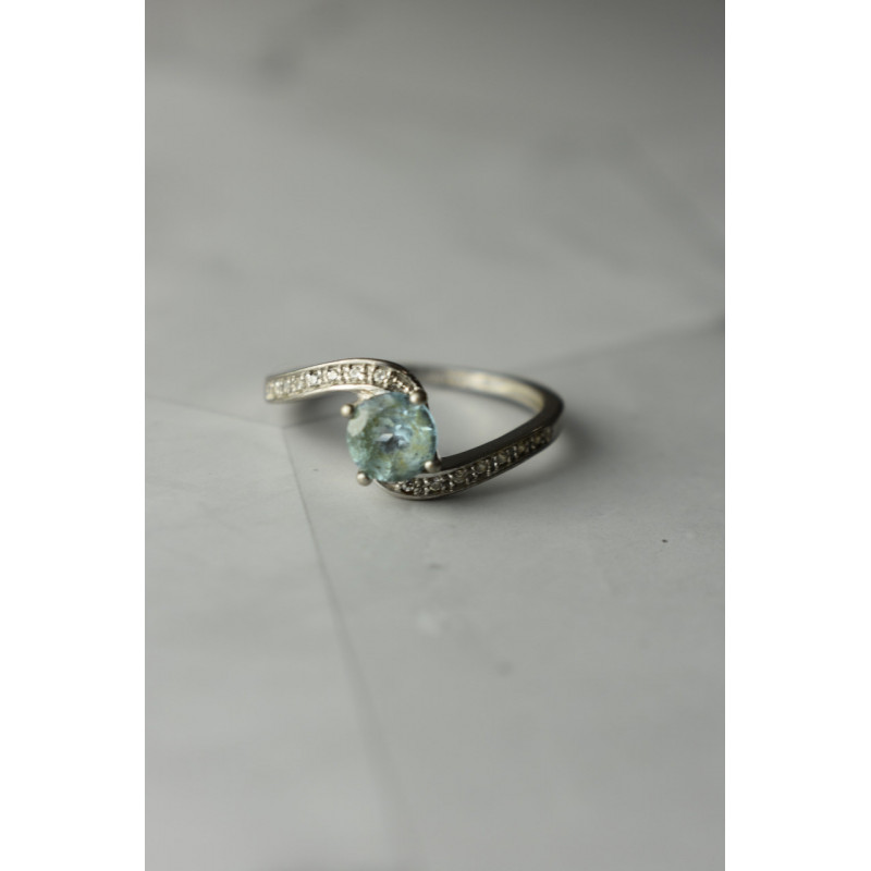 Sky Jewelry Серебряное кольцо 925 пробы с голубой  Шпинелью и фианитами