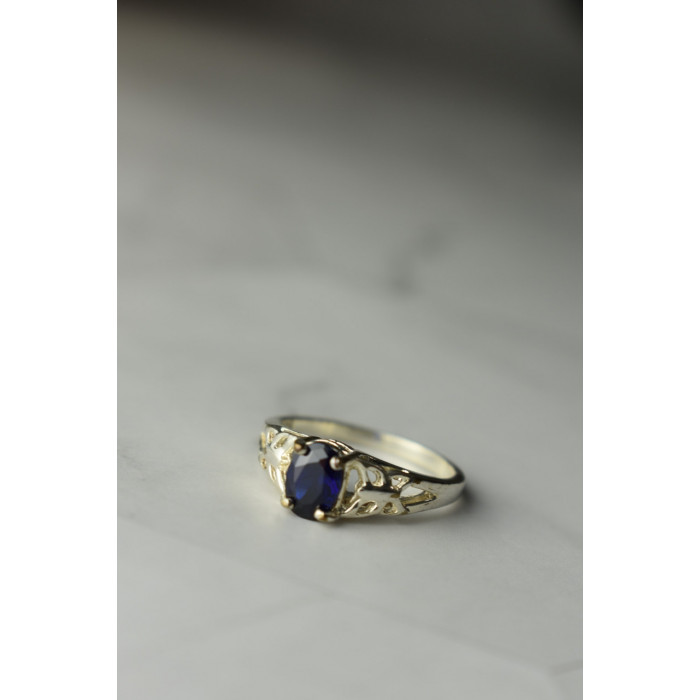 Sky Jewelry Серебряное кольцо 925 проба с насыщенно темно-синим Сапфиром