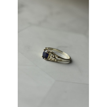 Sky Jewelry Серебряное кольцо 925 проба с насыщенно темно-синим Сапфиром