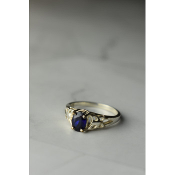 Sky Jewelry Серебряное кольцо 925 проба с насыщенно темно-синим Сапфиром