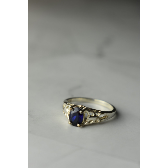 Sky Jewelry Серебряное кольцо 925 проба с насыщенно темно-синим Сапфиром