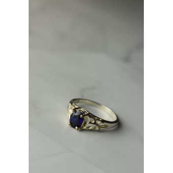 Sky Jewelry Серебряное кольцо 925 проба с насыщенно темно-синим Сапфиром
