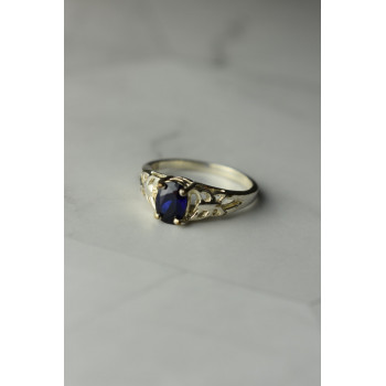 Sky Jewelry Серебряное кольцо 925 проба с насыщенно темно-синим Сапфиром