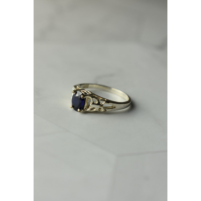 Sky Jewelry Серебряное кольцо 925 проба с насыщенно темно-синим Сапфиром