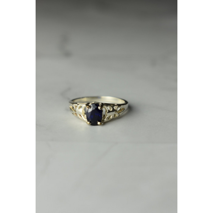 Sky Jewelry Серебряное кольцо 925 проба с насыщенно темно-синим Сапфиром