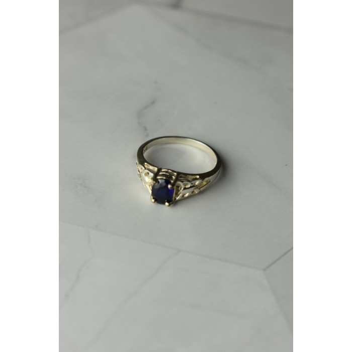 Sky Jewelry Серебряное кольцо 925 проба с насыщенно темно-синим Сапфиром