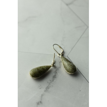 Sky Jewelry Серебряные серьги 925 пробы с зеленой  Яшмой