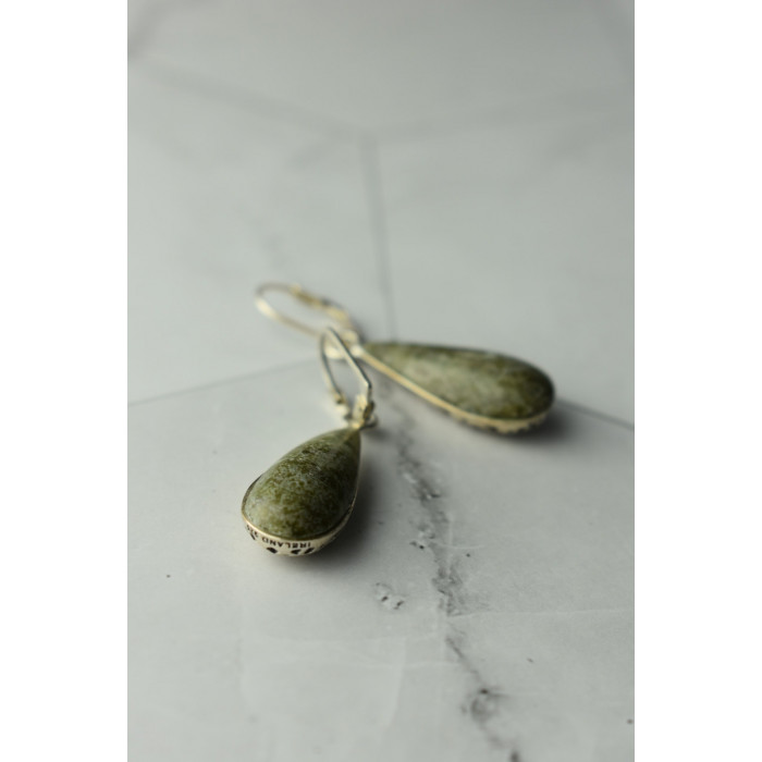 Sky Jewelry Серебряные серьги 925 пробы с зеленой  Яшмой