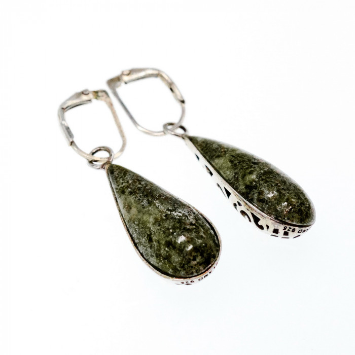 Sky Jewelry Серебряные серьги 925 пробы с зеленой  Яшмой